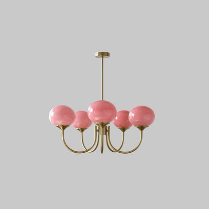 Handblown Glass Globe Chandelier with Gold or Chrome Finish – 3 or 5 Light Dining Room Pendant for Kitchen Island, Bedroom, Living Room