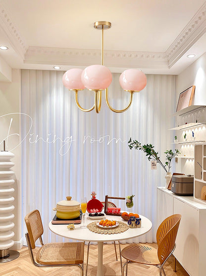 Handblown Glass Globe Chandelier with Gold or Chrome Finish – 3 or 5 Light Dining Room Pendant for Kitchen Island, Bedroom, Living Room