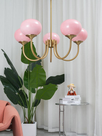 Handblown Glass Globe Chandelier with Gold or Chrome Finish – 3 or 5 Light Dining Room Pendant for Kitchen Island, Bedroom, Living Room