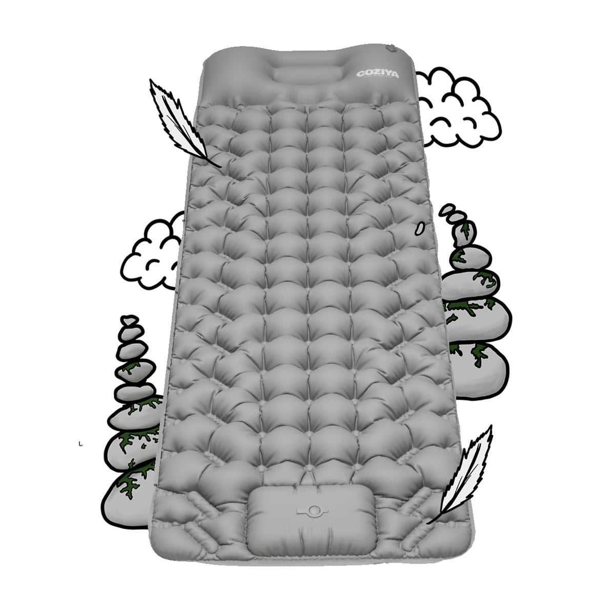 Self-Inflating Camping Sleeping Pad with Built-In Pump | Lightweight Insulated Sleep Mat for Backpacking Hiking Travel | 75x23 in Compact