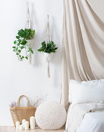 4-Piece Handcrafted Boho Macrame Plant Holder Set