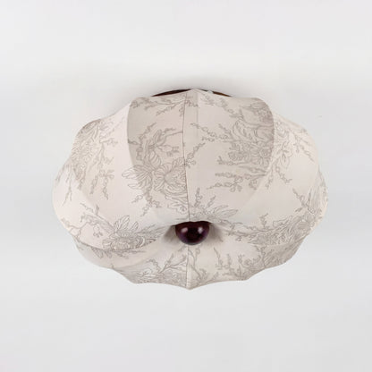 Fabric Flush Mount Ceiling Light – Round Drum Shade with LED – Classic Ceiling Fixture for Bedroom, Living Room, Hallway – Modern