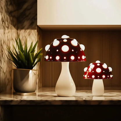 Mushroom LED Nightstand Light Cordless Rechargeable 3 Brightness Modes Dome Accent Lamp 12 in Aluminum Bedroom Office Ambient Reading Desk L