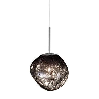 Organic Glass Ceiling Fixture – Sculptural Smoke Finish – 19-Inch Modern Drop Light for Dining Areas & Living Rooms – E27 Socket – Reflectiv