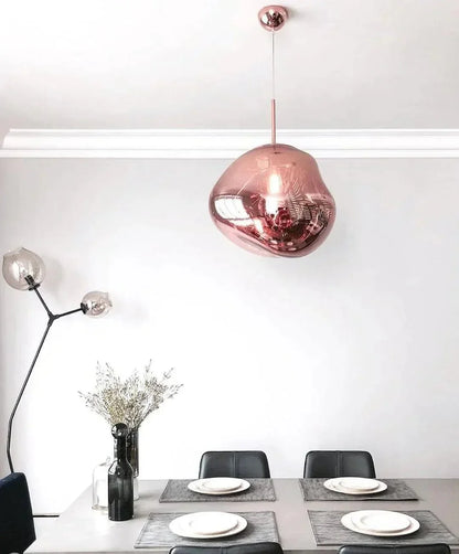 Reflective Globe Hanging Light Fixture Adjustable Height E27 Socket for Kitchens Dining Rooms | Modern Orb Ceiling Lamp Chrome Gold Glass