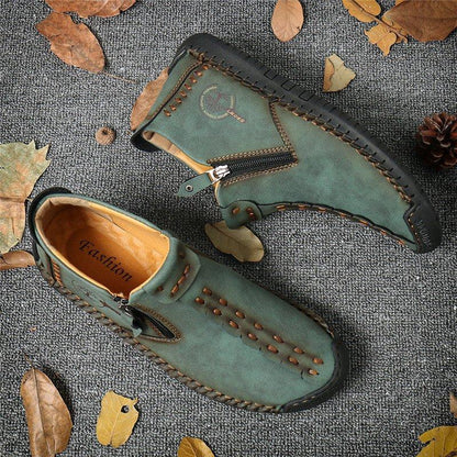Leather Ankle Boots for Men with Side Zip & Non-Slip Sole – Handcrafted Casual Footwear for Everyday Wear & Weekend Outings
