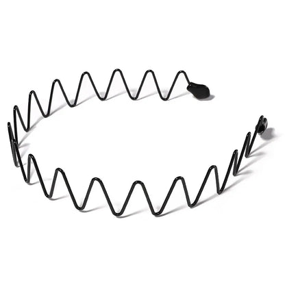 Metal Hair Bands for Men – Wave, Spiral, Circle, Zigzag Designs – Non-Slip, One Size Fits All – Pack of 6