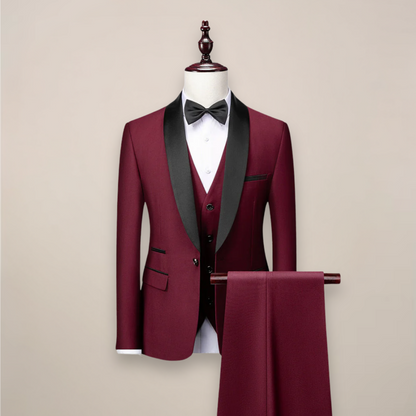 Formal 3-Piece Suit Set for Men – Jacket, Vest & Pants – Wedding, Prom & Black-Tie Events – Classic & Contemporary Tailored Fit