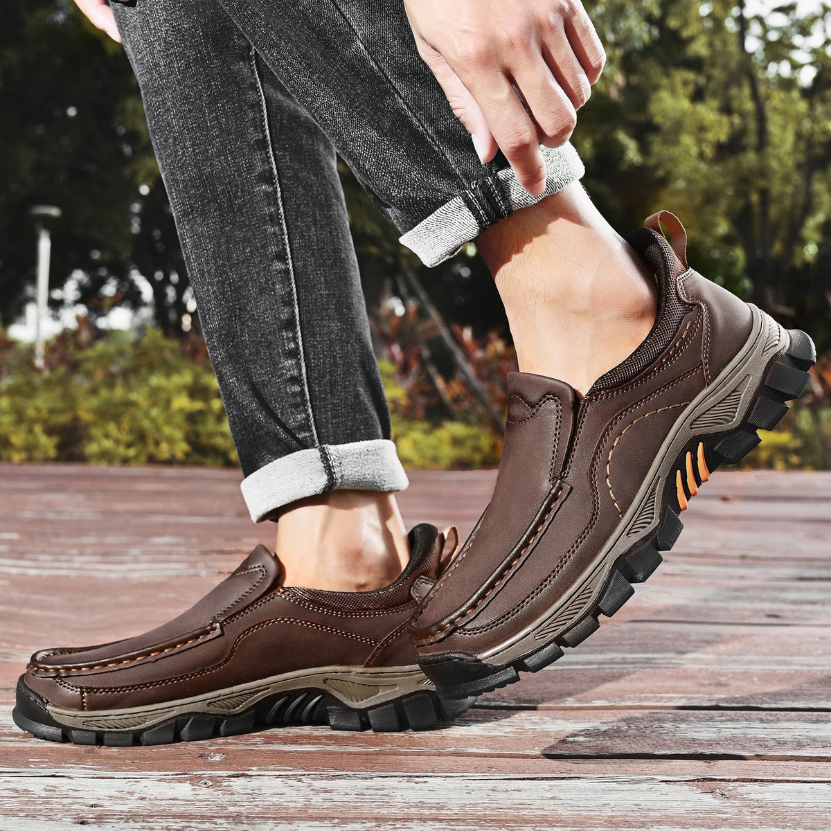 Men's Slip-On Footbed Loafers for All-Day Arch Support & Alignment | Cushioned Walking Sneakers with Ergonomic Sole for Pain Relief &