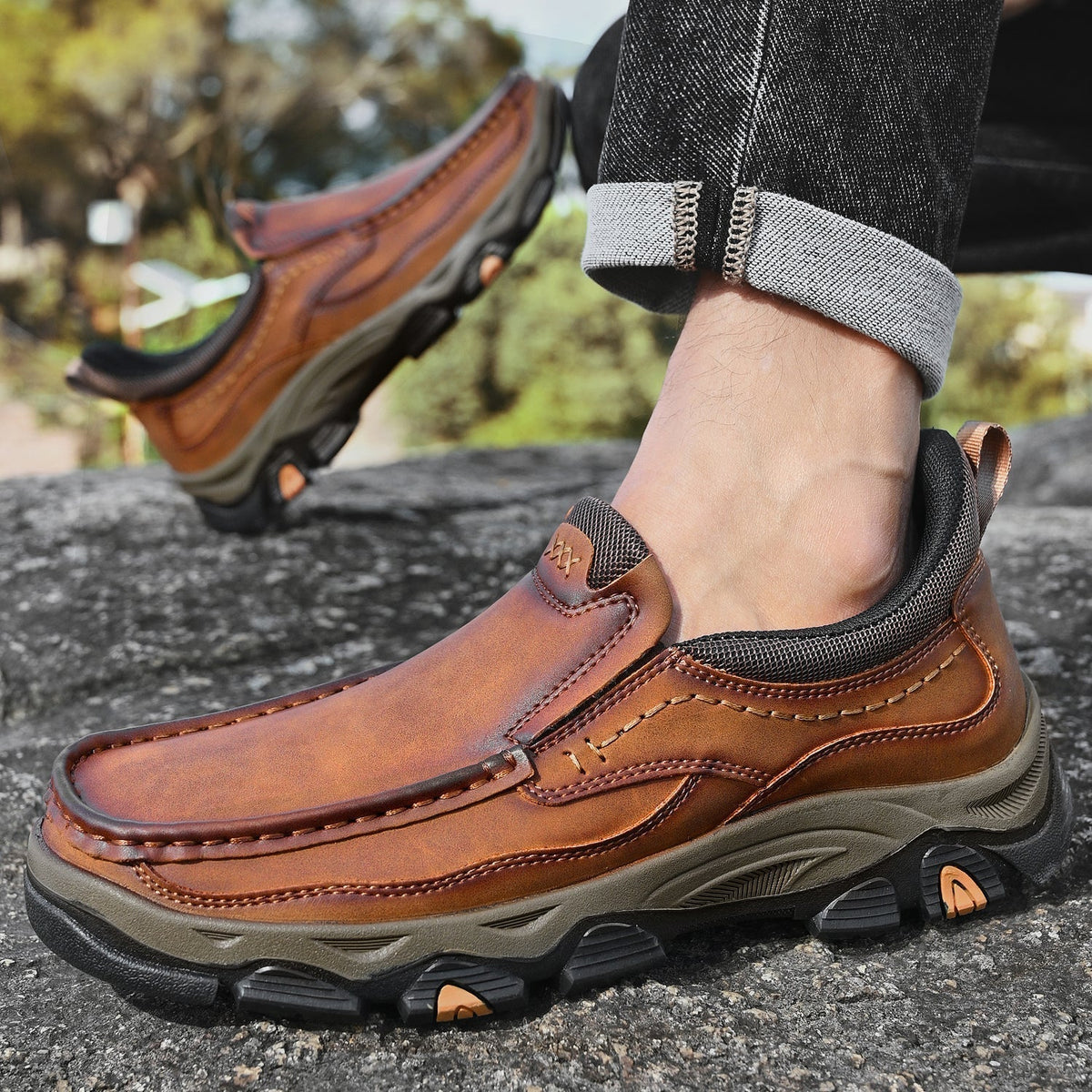 Men's Slip-On Footbed Loafers for All-Day Arch Support & Alignment | Cushioned Walking Sneakers with Ergonomic Sole for Pain Relief &