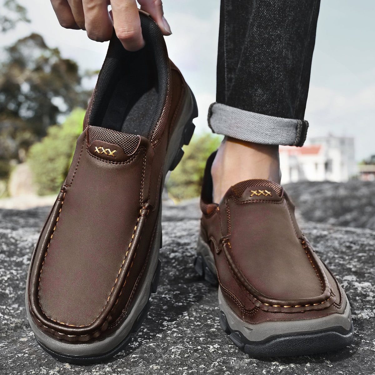 Men's Slip-On Footbed Loafers for All-Day Arch Support & Alignment | Cushioned Walking Sneakers with Ergonomic Sole for Pain Relief &