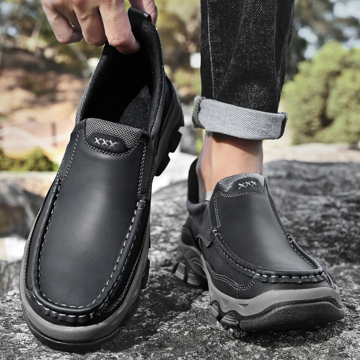 Men's Slip-On Footbed Loafers for All-Day Arch Support & Alignment | Cushioned Walking Sneakers with Ergonomic Sole for Pain Relief &
