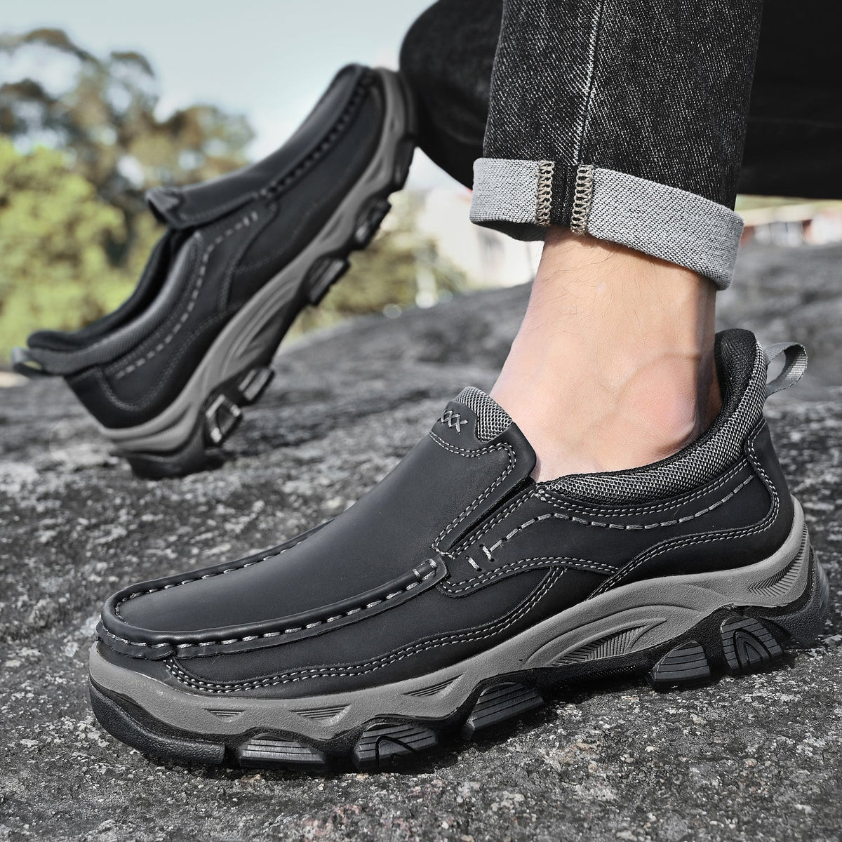 Men's Slip-On Footbed Loafers for All-Day Arch Support & Alignment | Cushioned Walking Sneakers with Ergonomic Sole for Pain Relief &