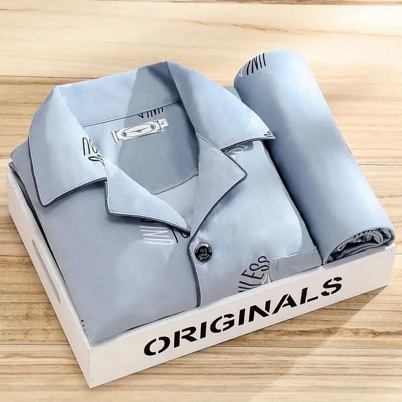 Men's Classic Lounge Shirt & Pant Set – Lightweight Cotton Sleepwear for All Seasons
