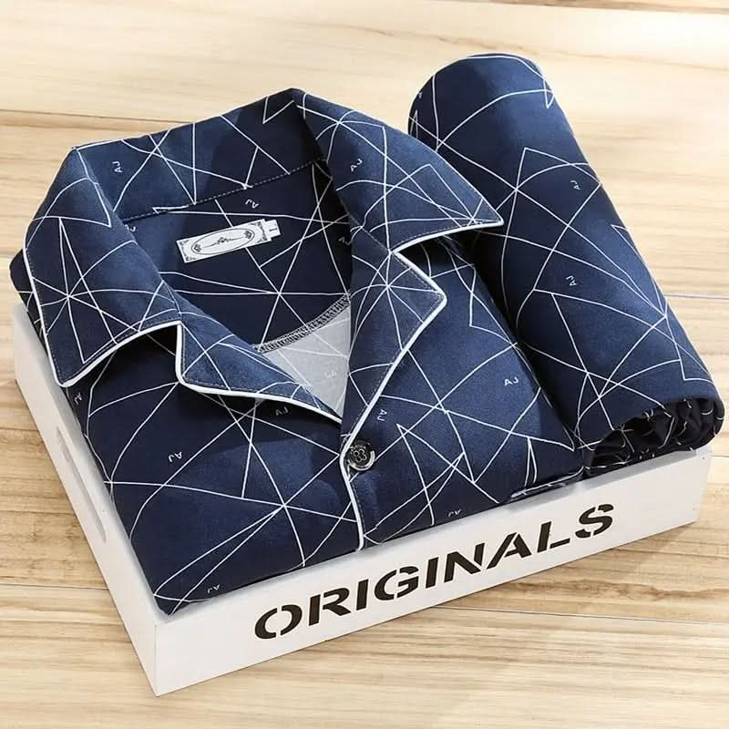 Men's Classic Lounge Shirt & Pant Set – Lightweight Cotton Sleepwear for All Seasons