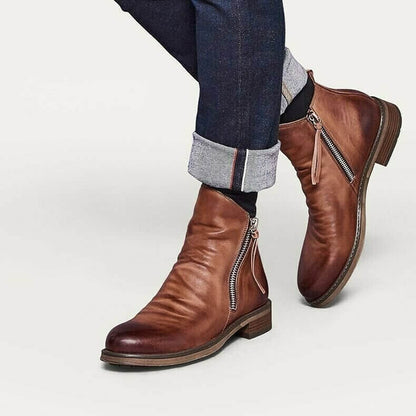 Men's Pointed-Toe Lace-Up Boots with Rubber Outsole – Classic Everyday Footwear for Work & Casual Wear
