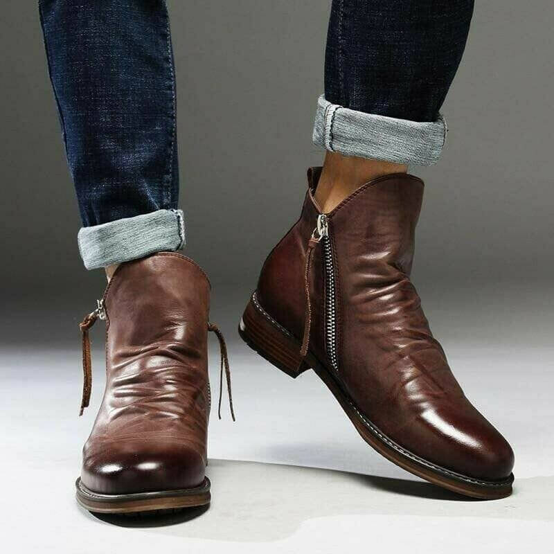Men's Pointed-Toe Ankle Boots with Rubber Sole – Lace-Up Microfiber Footwear for Work, Casual & Evening – Cushioned Insole & Anti-Slip Tread