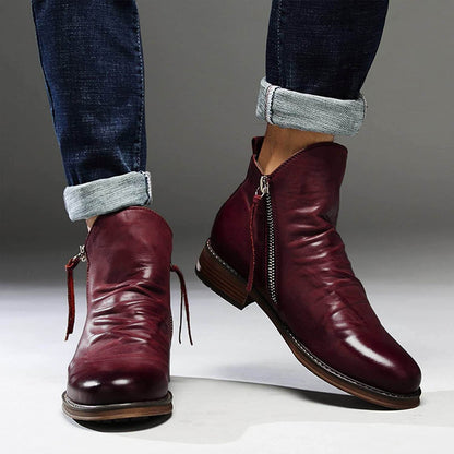 Men's Pointed-Toe Ankle Boots with Rubber Sole – Lace-Up Microfiber Footwear for Work, Casual & Evening – Cushioned Insole & Anti-Slip Tread