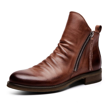 Men's Pointed-Toe Ankle Boots with Rubber Sole – Lace-Up Microfiber Footwear for Work, Casual & Evening – Cushioned Insole & Anti-Slip Tread