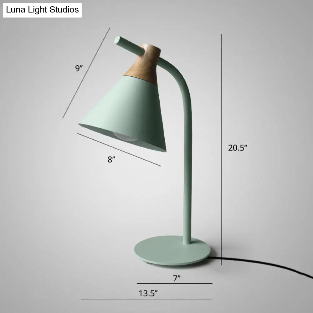 Adjustable Desk Lamp with Cone Shade – Metal Gooseneck Reading Light for Nightstand, Bedroom & Home Office