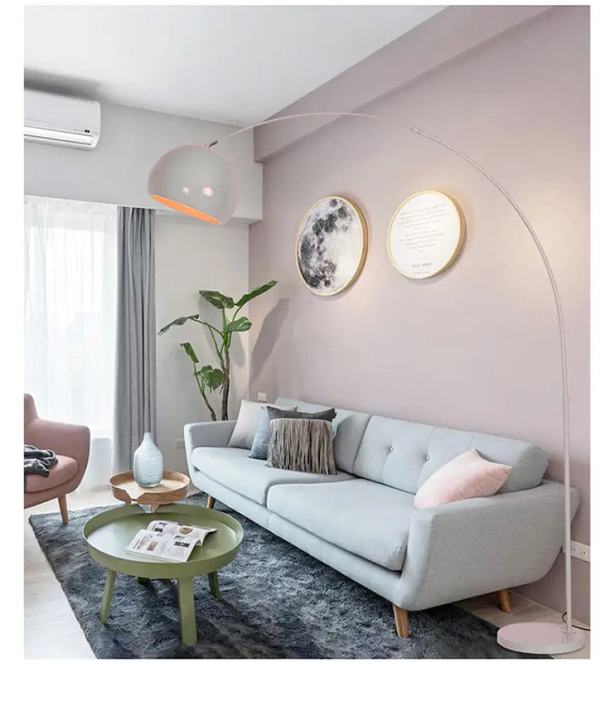 Steel Arc Floor Lamp with Rippled Metal Shade – Adjustable Rod Design for Living Room, Bedroom & Kids' Spaces