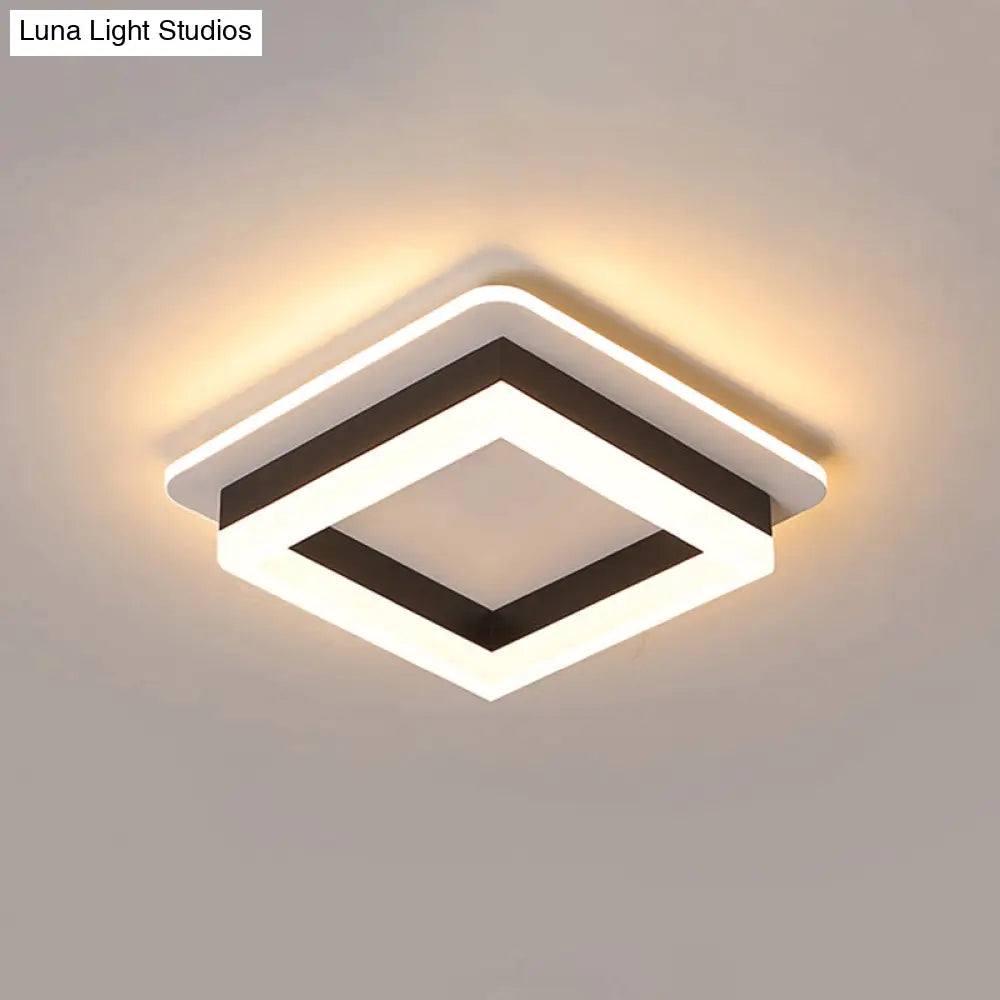 Compact Round & Square LED Ceiling Light for Hallways, Entryways, Bathrooms – Modern Low-Profile Design, 10-Inch Acrylic Lens, Dimmable