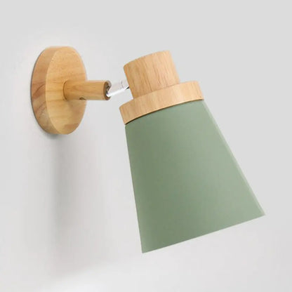 Adjustable Wood Wall Sconce with Rotating Metal Shade for Kids Room | Single-Light Fixture in Pastel Finish | E26 Base Nursery Lighting