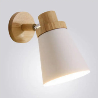 Adjustable Wood Wall Sconce with Rotating Metal Shade for Kids Room | Single-Light Fixture in Pastel Finish | E26 Base Nursery Lighting