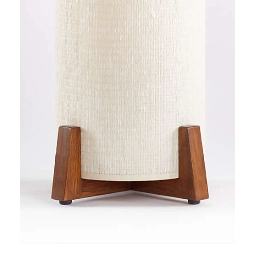 Wooden Standing Lamp with Cylinder Fabric Shade 47 in Tall Ambient Light for Living Room Bedroom Reading Corner Modern Neutral Decor Accent