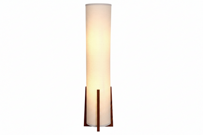 Wooden Standing Lamp with Cylinder Fabric Shade 47 in Tall Ambient Light for Living Room Bedroom Reading Corner Modern Neutral Decor Accent