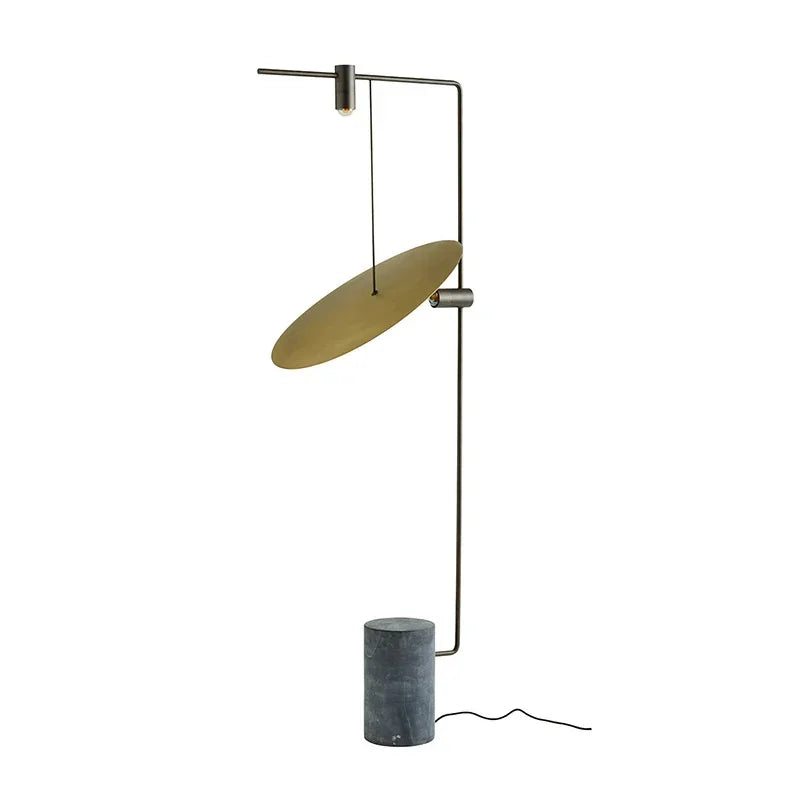 Uplight Downlight Standing Lamp 67 in Tall Green Marble Base Metal Pole Ambient Task Light for Bedroom Office Living Space