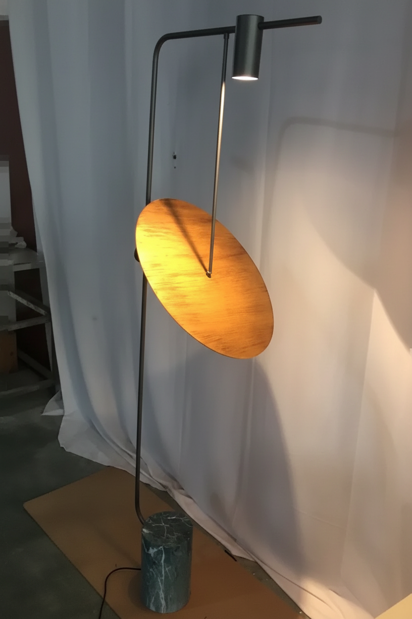 Uplight Downlight Standing Lamp 67 in Tall Green Marble Base Metal Pole Ambient Task Light for Bedroom Office Living Space