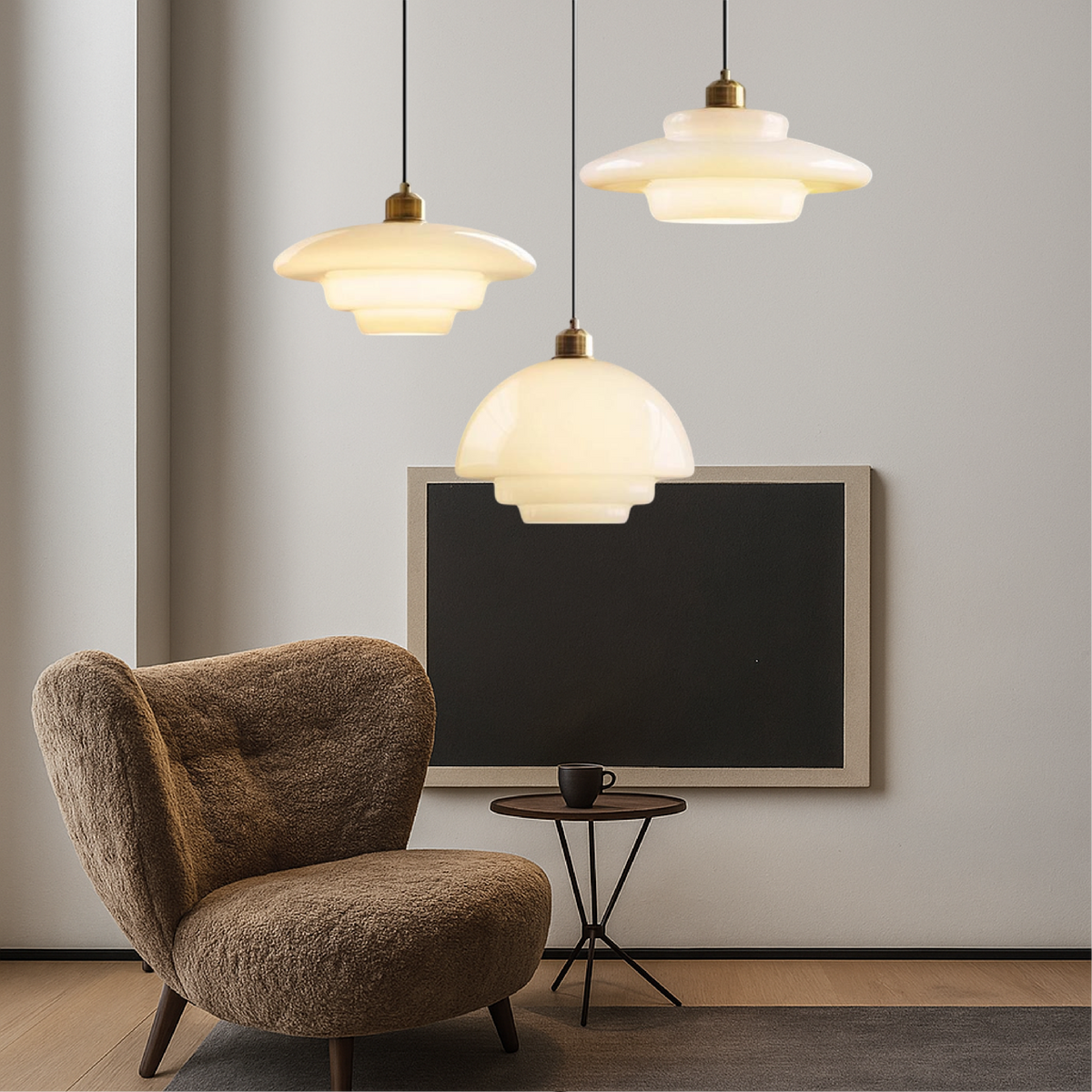 Frosted Glass Pendant Light – Modern Minimalist Kitchen & Dining Room Ceiling Fixture with Diffused LED Glow