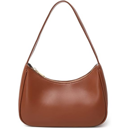 Compact Zippered Shoulder Bag for Women - Curved Silhouette Purse for Daily Essentials - Versatile Handbag Crossbody or Clutch - Lightweight