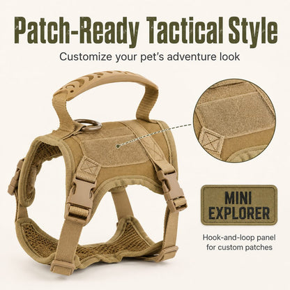 Ortekor Mini Tactical Pet Harness Vest for Cats & Small Dogs - Outdoor Walking Harness with Handle to Reduce Neck Pulling