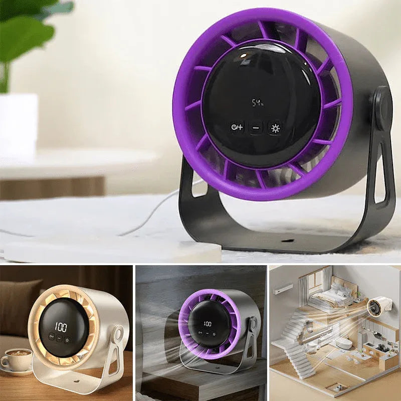 Compact Desktop Fan with 100-Speed Control, LED Display, USB Rechargeable & Wall Mount Option for Office, Bedroom