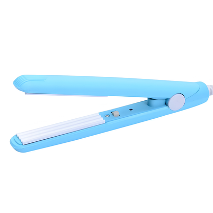 Compact Ceramic Hair Straightener & Curling Iron 2-in-1 – 375°F Constant Heat, Travel-Size 6.5 in for Curls & Sleek Hair, Bangs & Touch-Ups