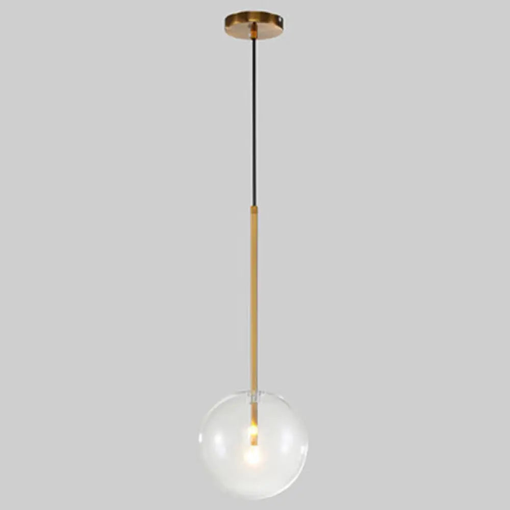 Clear Glass Globe Pendant Light with Gold Finish for Kitchen Island Dining Room Bedroom | Modern Hanging Ceiling Fixture