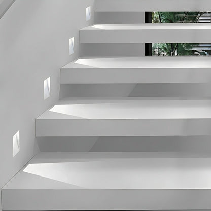 Motion Sensor LED Recessed Step Light White Aluminum 4 in x 1.8 in x 7.9 in for Stairs Hallways Bedrooms Night Safety Lighting Indoor Flush