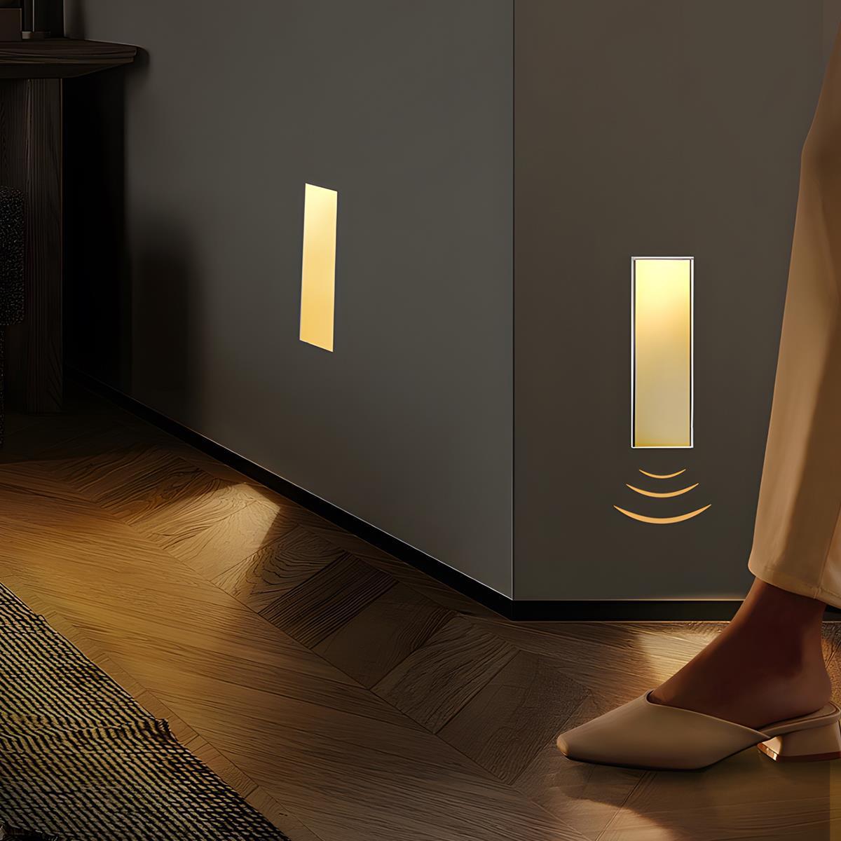 Applique LED encastrable pour escaliers et couloirs avec détecteur de mouvement – Veilleuse automatique extra-plate, 3W, boîtier en aluminium, faisceau 110° – Choo