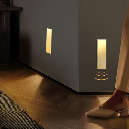 Motion Sensor LED Recessed Step Light White Aluminum 4 in x 1.8 in x 7.9 in for Stairs Hallways Bedrooms Night Safety Lighting Indoor Flush