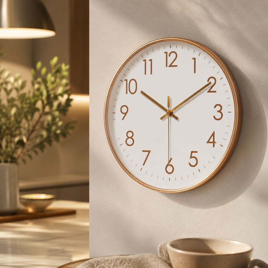 Silent Wall Clock with Glass Face – Modern Scandinavian Design for Home & Office – 10, 12 or 14 Inch