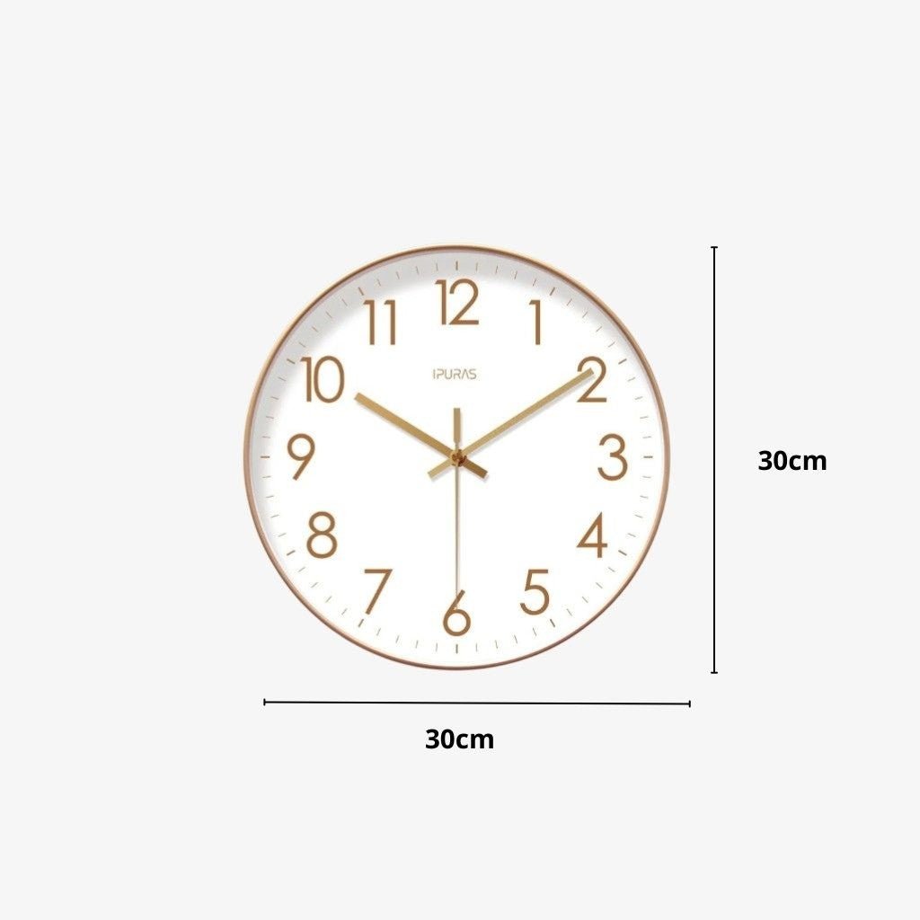 Silent Wall Clock with Glass Face – Modern Scandinavian Design for Home & Office – 10, 12 or 14 Inch