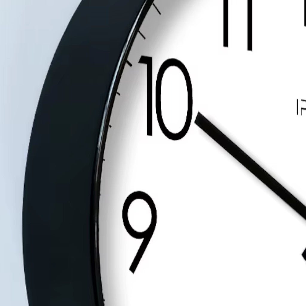 Silent Wall Clock with Glass Face – Modern Scandinavian Design for Home & Office – 10, 12 or 14 Inch
