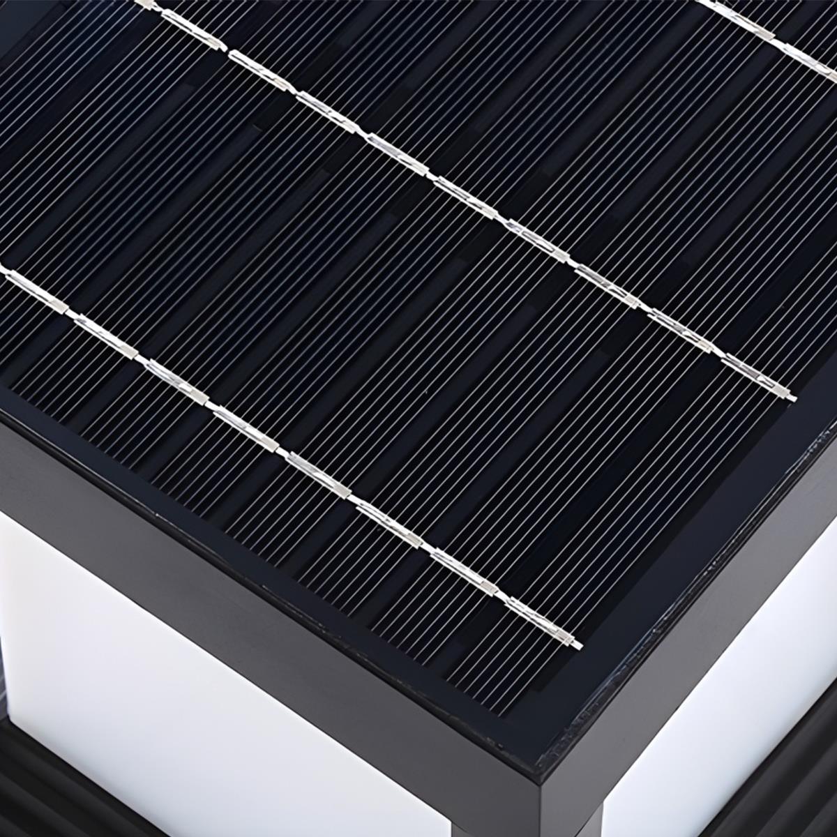 Square Pillar Post Cap Light Matte Black Aluminum Solar or Hardwired LED Fixture for Outdoor Pathways Fence Gate Columns Deck Patio Garden E