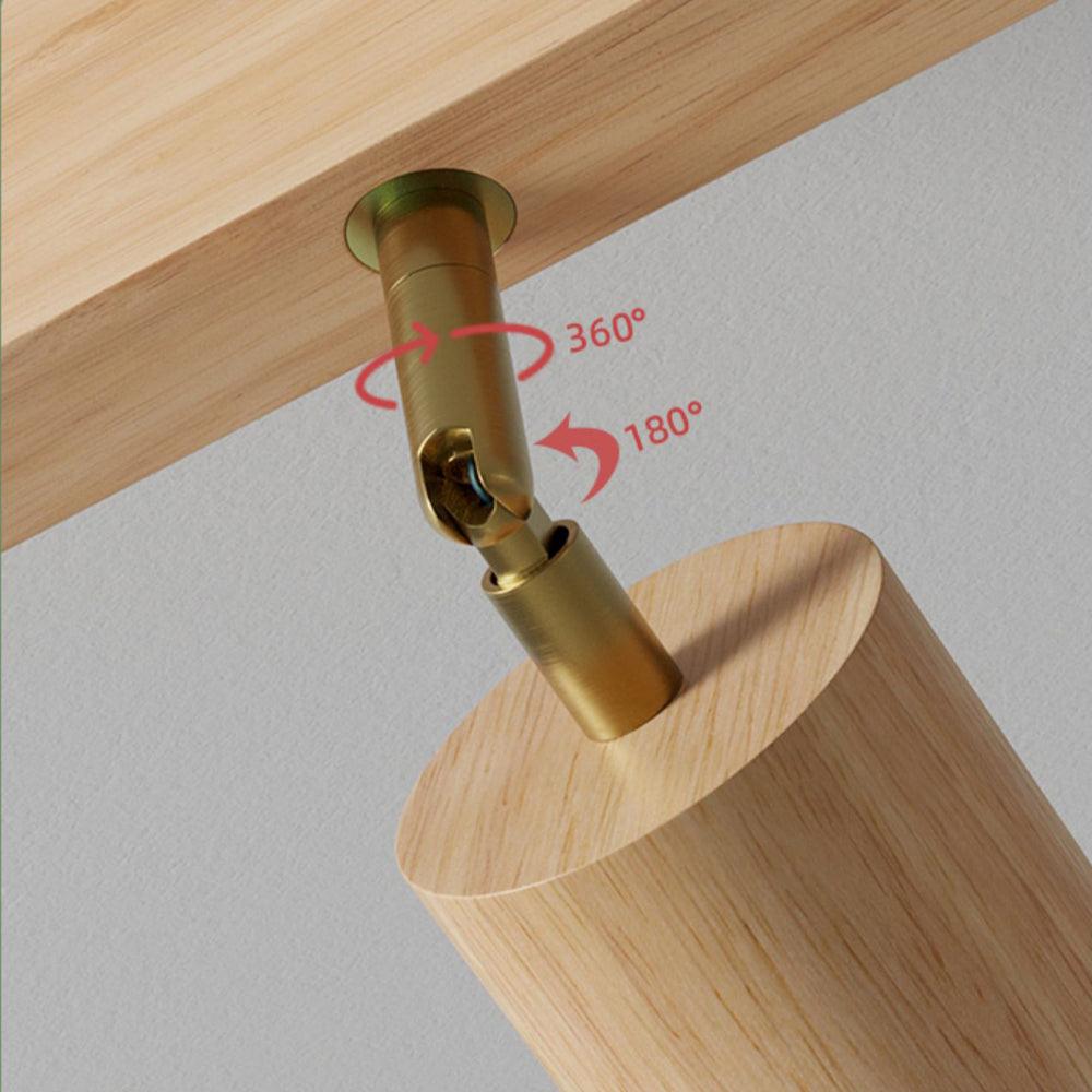 Wooden Track Light with Adjustable Spotlights for Kitchen, Dining Room & Bedroom – 47 in Natural Wood Ceiling Fixture – 1 to 5 Heads