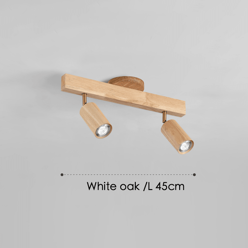 Wooden Track Light with Adjustable Spotlights for Kitchen, Dining Room & Bedroom – 47 in Natural Wood Ceiling Fixture – 1 to 5 Heads