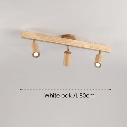 Wooden Track Light with Adjustable Spotlights for Kitchen, Dining Room & Bedroom – 47 in Natural Wood Ceiling Fixture – 1 to 5 Heads