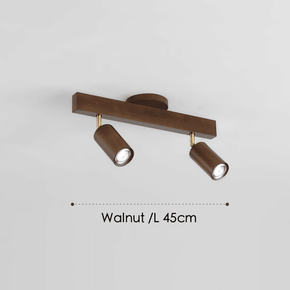 Wooden Track Light with Adjustable Spotlights for Kitchen, Dining Room & Bedroom – 47 in Natural Wood Ceiling Fixture – 1 to 5 Heads