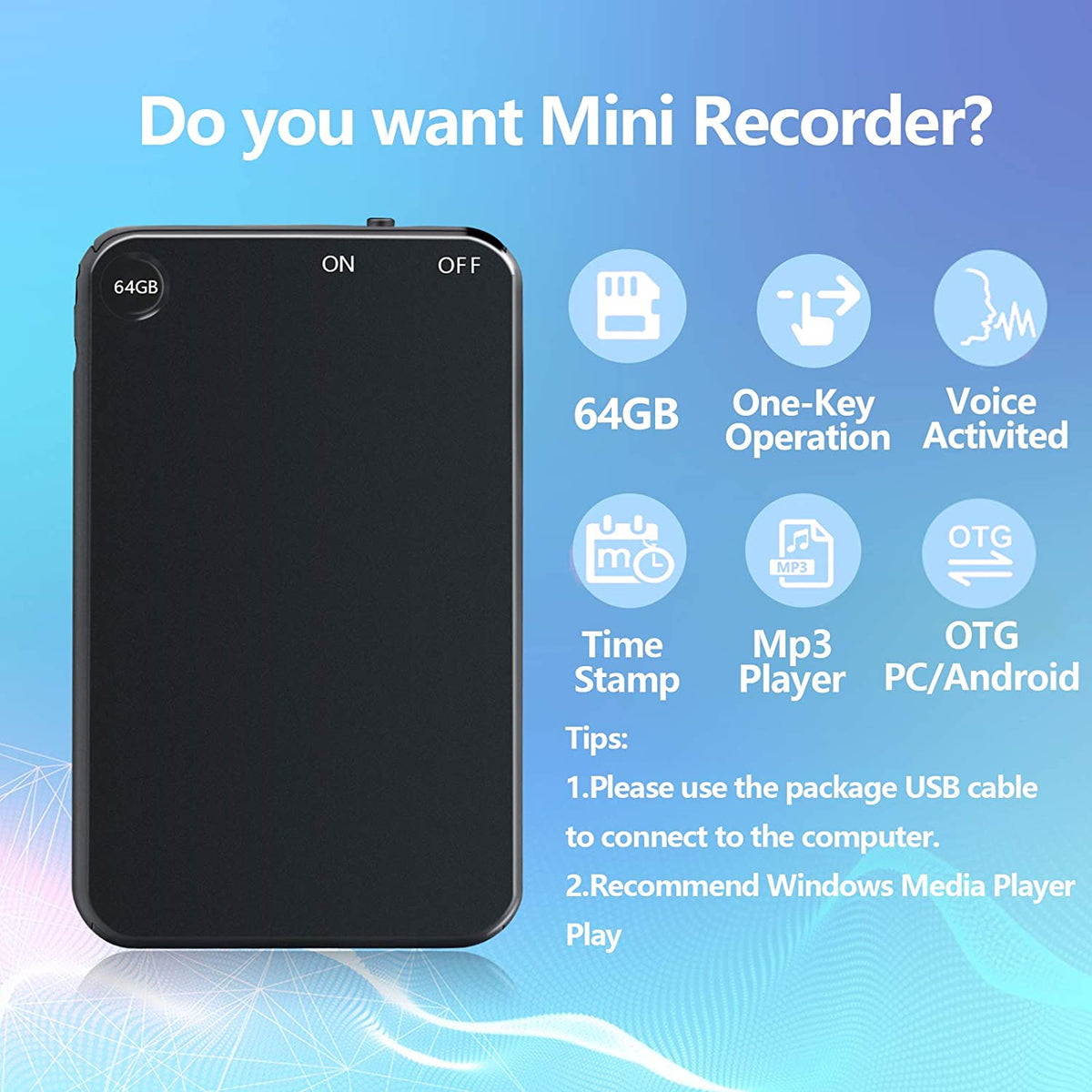 Compact Digital Recorder with Voice Activation – Portable Audio for Meetings, Interviews, Lectures